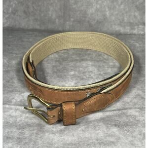 Zeppelin Embroidered Leather Canvas Belt Fish Lures Made In The USA Size 44